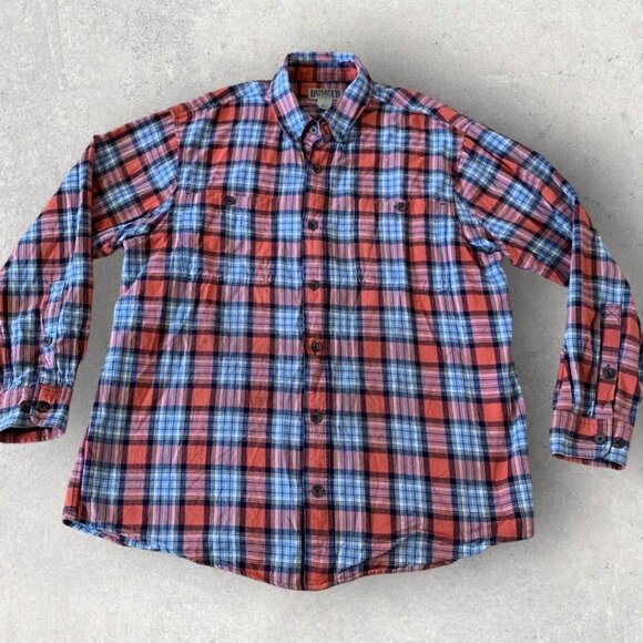 Duluth Trading Flannel Shirt Men’s Size Large Cotton Red Plaid Outdoor Casual - Picture 1 of 5